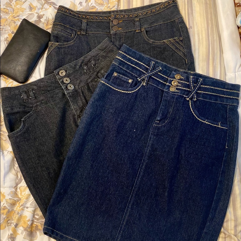 3 Jeans Skirts, No Fuze Jeans, Size 7/8